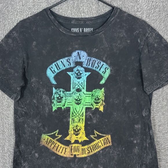 Guns N Roses T-Shirt Womens Medium Black Acid Wash Appetite For Destruction - Picture 2 of 10